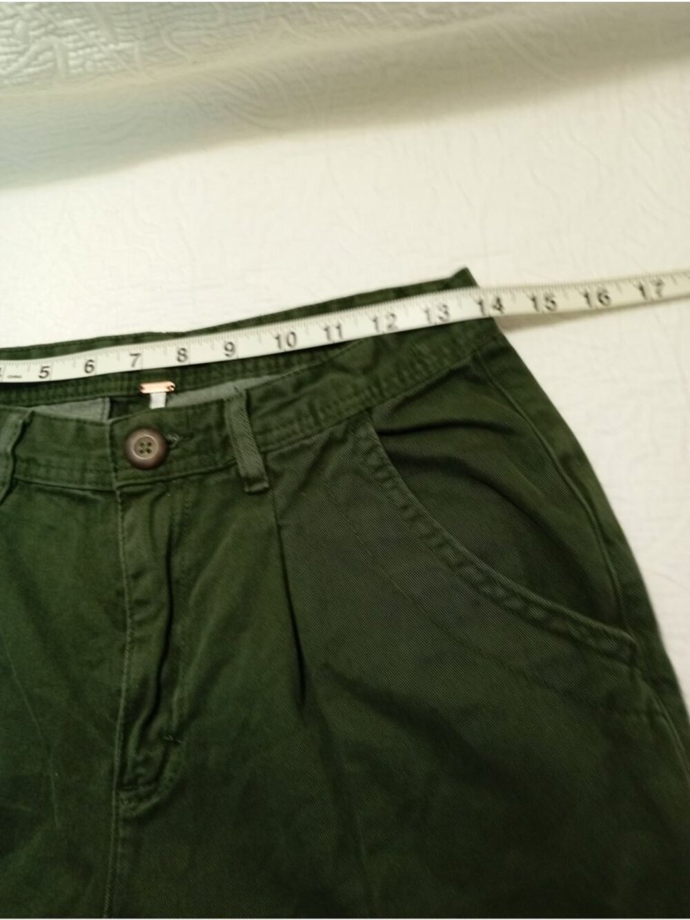 Free People Womens Green Relaxed Fit Cotton Pants Size 29 Button & Zip Closure - Picture 9 of 12